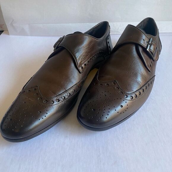 CERTO Men’s Single Monk Strap Wing Tip Leather Shoes Size 42 / 9.5 US - Picture 2 of 15